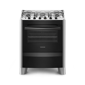 Fogão 5 Bocas Continental Automático Prata com Mesa de Inox (FC5CS)