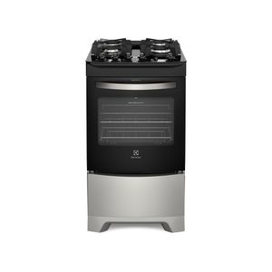 Fogão 4 Bocas Electrolux Prata com Mesa de Vidro e Porta Full Glass (52LSV)