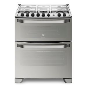 Fogão 5 Bocas Electrolux Prata com Forno Duplo e Tripla Chama (76DXA)