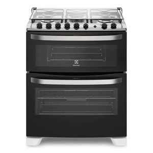 Fogão 5 Bocas Electrolux Preto com Forno Duplo e Tripla Chama (76DBA)