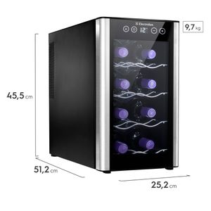 Adega de Vinho Climatizada Electrolux 8 garrafas Uma Porta Acabamento em Alumínio (ACB08)